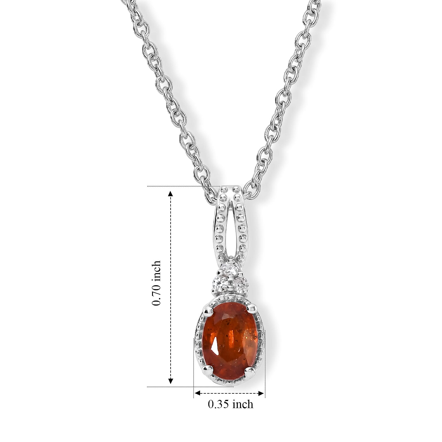 D'Joy Tangerine Kyanite and White Zircon 1.15 ctw Pendant Necklace in Rhodium Over Sterling Silver 20 Inches