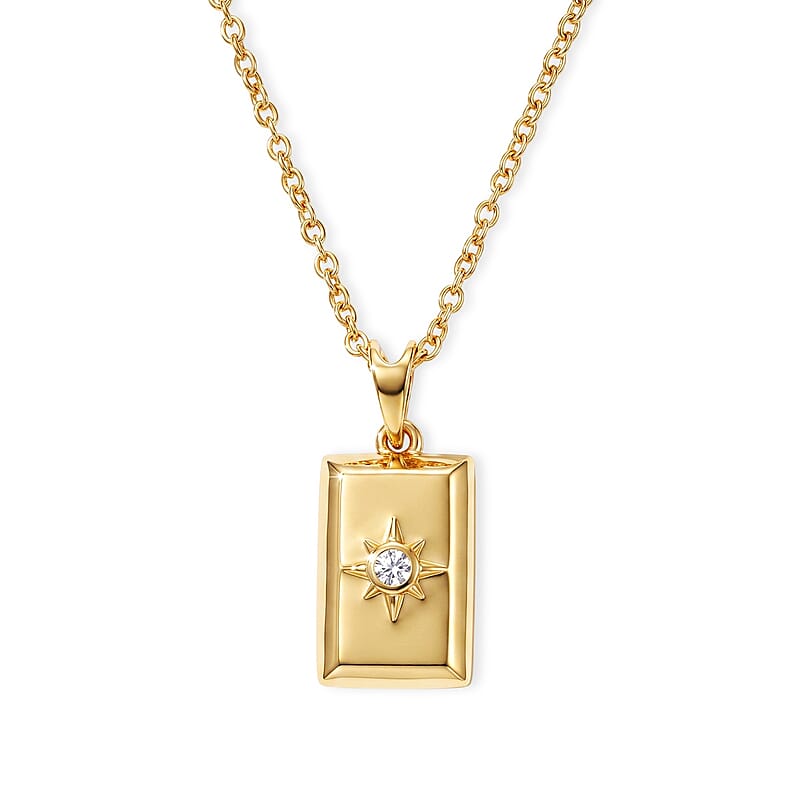 D'Joy Diamond Assent Pendant in 18K YG Over Sterling Silver with 18K YG Plated Stainless Steel Necklace 20 Inches