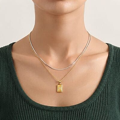 D'Joy Diamond Assent Pendant in 18K YG Over Sterling Silver with 18K YG Plated Stainless Steel Necklace 20 Inches