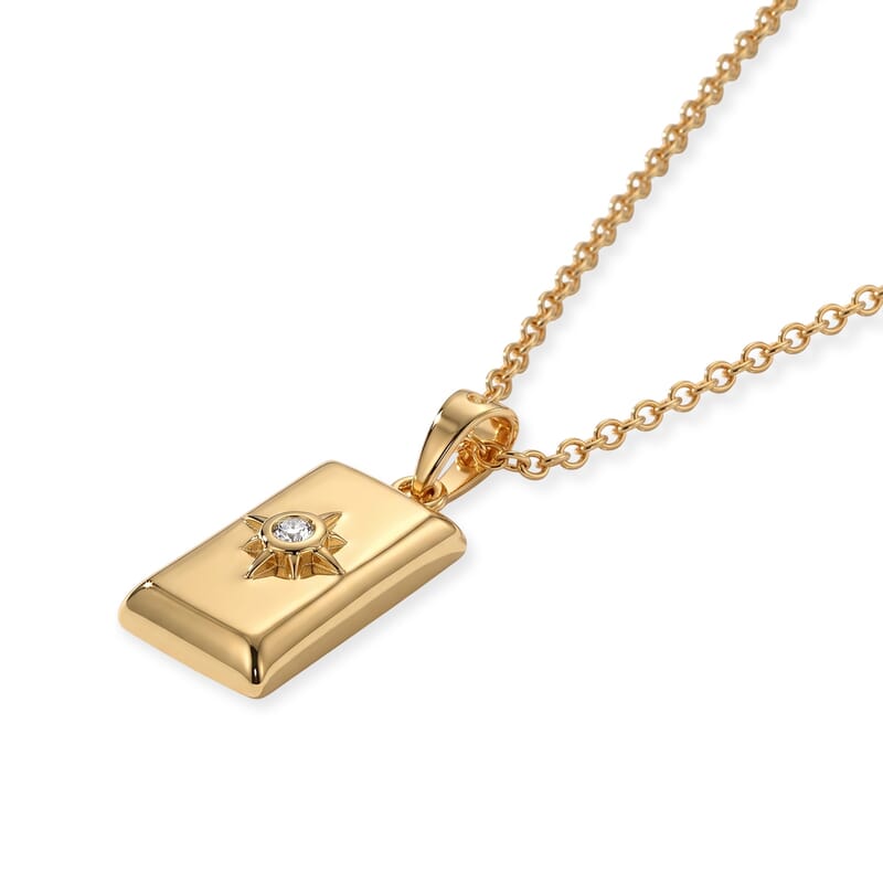 D'Joy Diamond Assent Pendant in 18K YG Over Sterling Silver with 18K YG Plated Stainless Steel Necklace 20 Inches