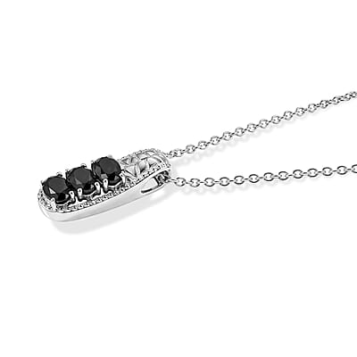 EverTrue Thai Black Spinel 9.70 ctw Bangle Bracelet (7.25 In), Earrings, Ring (Size 5) and Pendant Necklace (20 Inches) in Stainless Steel