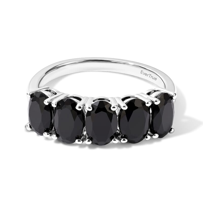 EverTrue Thai Black Spinel 11.80 ctw Earrings, Ring (Size 5.00), Pendant in Platinum Bond with Stainless Steel Necklace 20 Inches