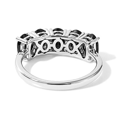 EverTrue Thai Black Spinel 11.80 ctw Earrings, Ring (Size 5.00), Pendant in Platinum Bond with Stainless Steel Necklace 20 Inches