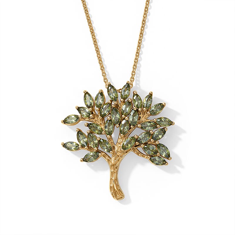 D'Joy Premium Tanzanian Natural Green Apatite 2.50 ctw Pendant Necklace in 18K Vermeil Yellow Gold Over Sterling Silver 20 Inches