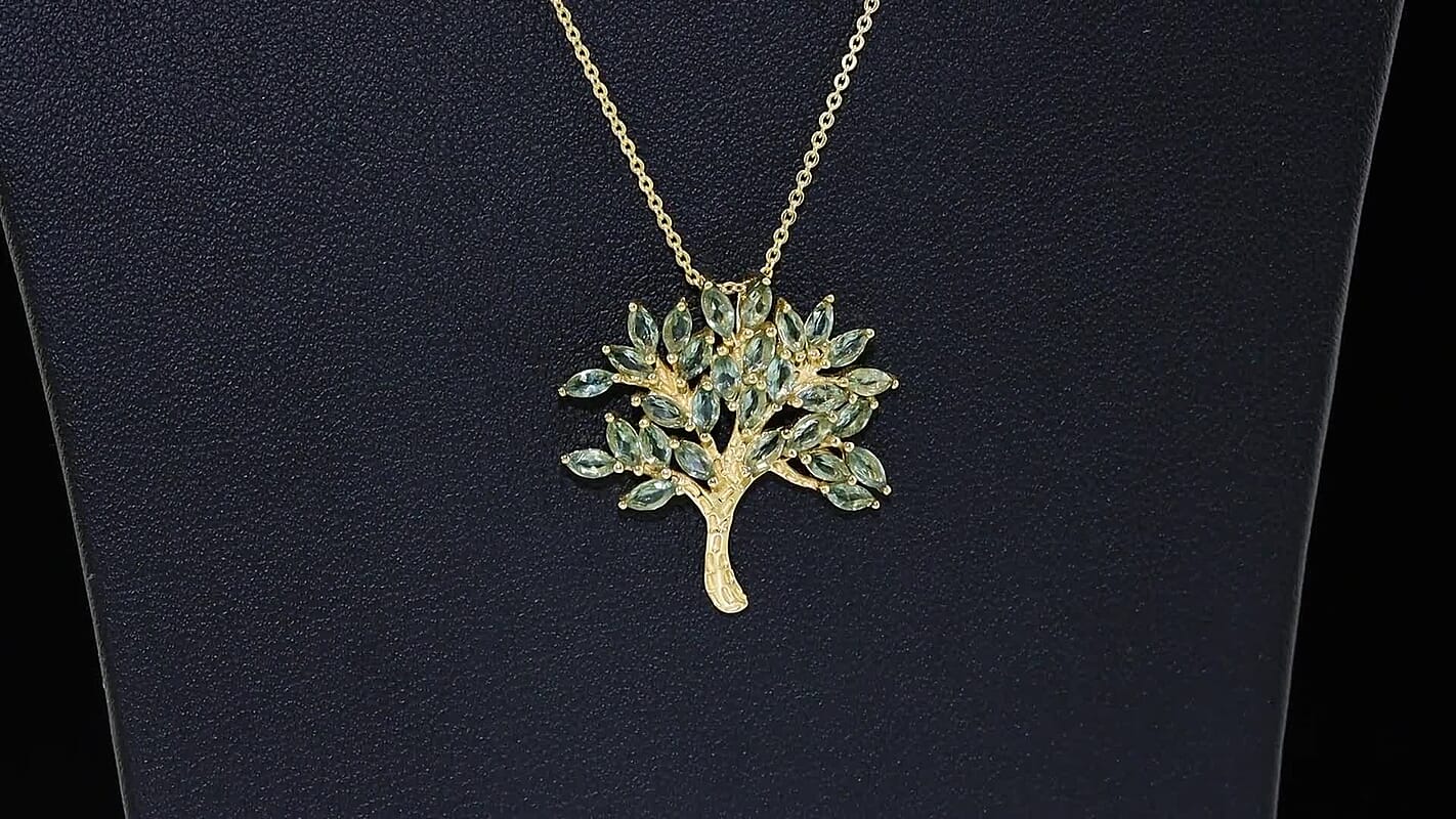 D''Joy Premium Tanzanian Natural Green Apatite Pendant Necklace (20 Inches) in 18K Vermeil YG Over Sterling Silver 2.50 ctw