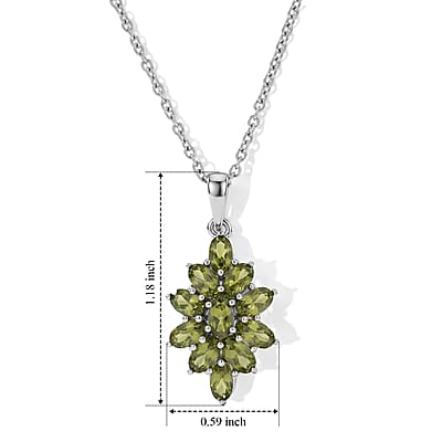 EverTrue Hebei Peridot 2.85 ctw Pendant in Platinum Bond with Stainless Steel Necklace 20 Inches