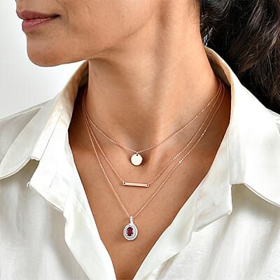 Certified & Appraised D'Joy Premium Pink Tourmaline and Moissanite 1.30 ctw Pendant Necklace in 18K Vermeil Rose Gold Over Sterling Silver 18 Inches