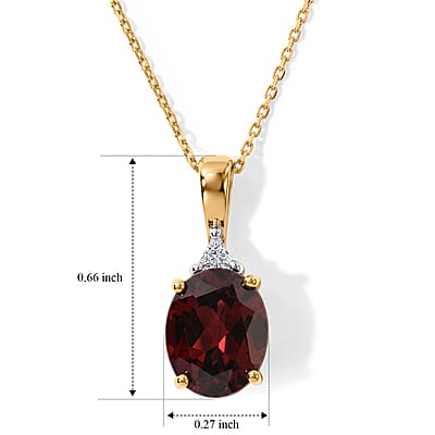 AAA Red Zircon and Luxuriant Lab Grown Diamond VS 2.70 ctw Pendant Necklace in 10K Yellow Gold 20 Inches