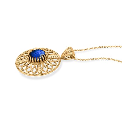 D'Joy Passport to Turkey AAA Malagasy Labradorite 3.10 ctw Pendant Necklace in 18K Vermeil Yellow Gold Over Sterling Silver 20 Inches