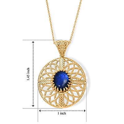 D'Joy Passport to Turkey AAA Malagasy Labradorite 3.10 ctw Pendant Necklace in 18K Vermeil Yellow Gold Over Sterling Silver 20 Inches