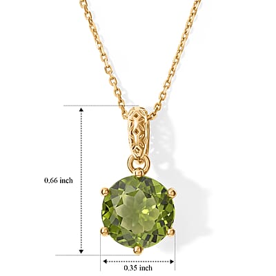 Premium Hebei Peridot 1.80 ctw Pendant Necklace in 10K Yellow Gold 20 Inches