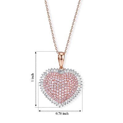 D'Joy Natural Pink and White Diamond I3 1.00 ctw Heart Pendant Necklace in 18K Vermeil Rose Gold Over Sterling Silver 18-20 Inches