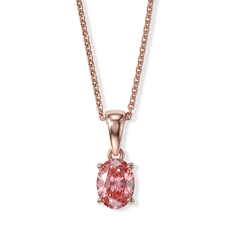 SGL Certified Luxuriant Lab Grown Pink Diamond E-F VS 1.00 ctw Pendant Necklace in 18K Vermeil Rose Gold Over Sterling Silver 18 Inches