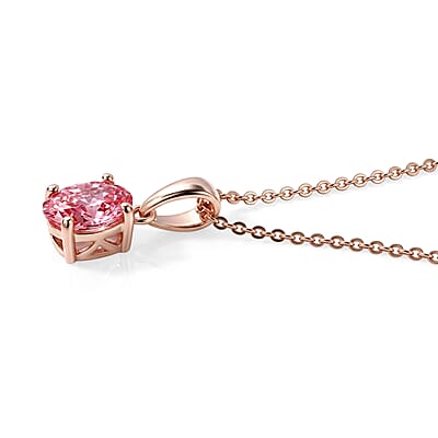 SGL Certified Luxuriant Lab Grown Pink Diamond E-F VS 1.00 ctw Pendant Necklace in 18K Vermeil Rose Gold Over Sterling Silver 18 Inches