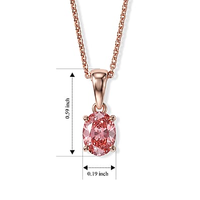 SGL Certified Luxuriant Lab Grown Pink Diamond E-F VS 1.00 ctw Pendant Necklace in 18K Vermeil Rose Gold Over Sterling Silver 18 Inches