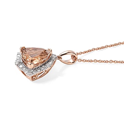 Certified and Appraised AAA Marropino Morganite and Luxuriant Lab Grown Diamond G-H SI 3.60 ctw Pendant Necklace in 10K Rose Gold 18 Inches