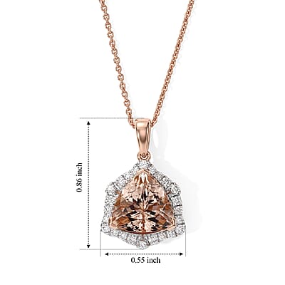 Certified and Appraised AAA Marropino Morganite and Luxuriant Lab Grown Diamond G-H SI 3.60 ctw Pendant Necklace in 10K Rose Gold 18 Inches