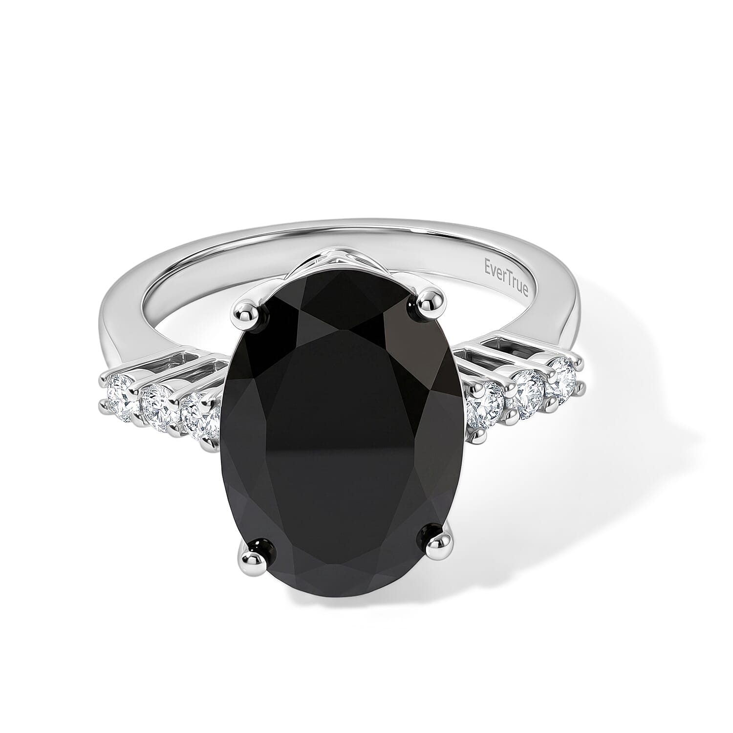 EverTrue Thai Black Spinel and White Zircon 7.75 ctw Set of 2 Regal Noir Ring in Platinum Bond (Size 6.0)