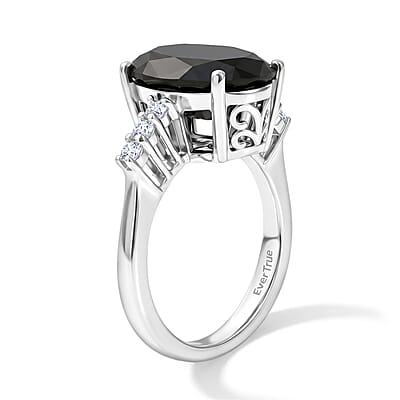 EverTrue Thai Black Spinel and White Zircon 7.75 ctw Set of 2 Regal Noir Ring in Platinum Bond (Size 6.0)