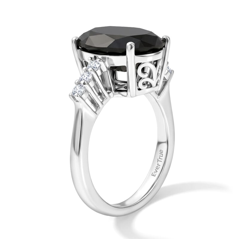 EverTrue Thai Black Spinel and White Zircon 7.75 ctw Set of 2 Regal Noir Ring in Platinum Bond (Size 6.0)