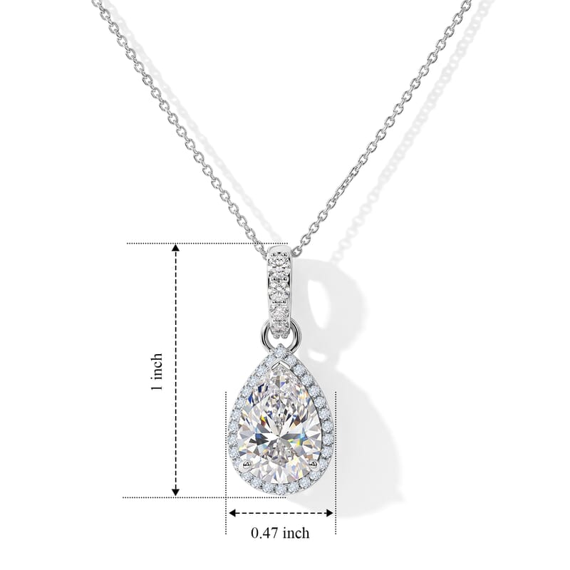 D'Joy Moissanite 4.90 ctw Halo Pendant Necklace in Rhodium Over Sterling Silver (18 Inches)