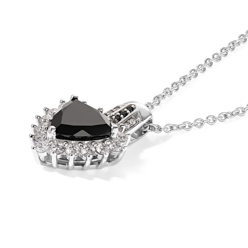 EverTrue Thai Black Spinel and White Zircon 5.20 ctw Trillion Majesty Pendant in Platinum Bond with Stainless Steel Necklace (20 Inches)