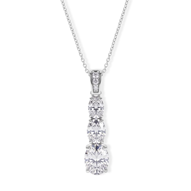 D'Joy Moissanite 7.17 ctw Rhythm of Time Pendant Necklace in Rhodium Over Sterling Silver 18 Inches