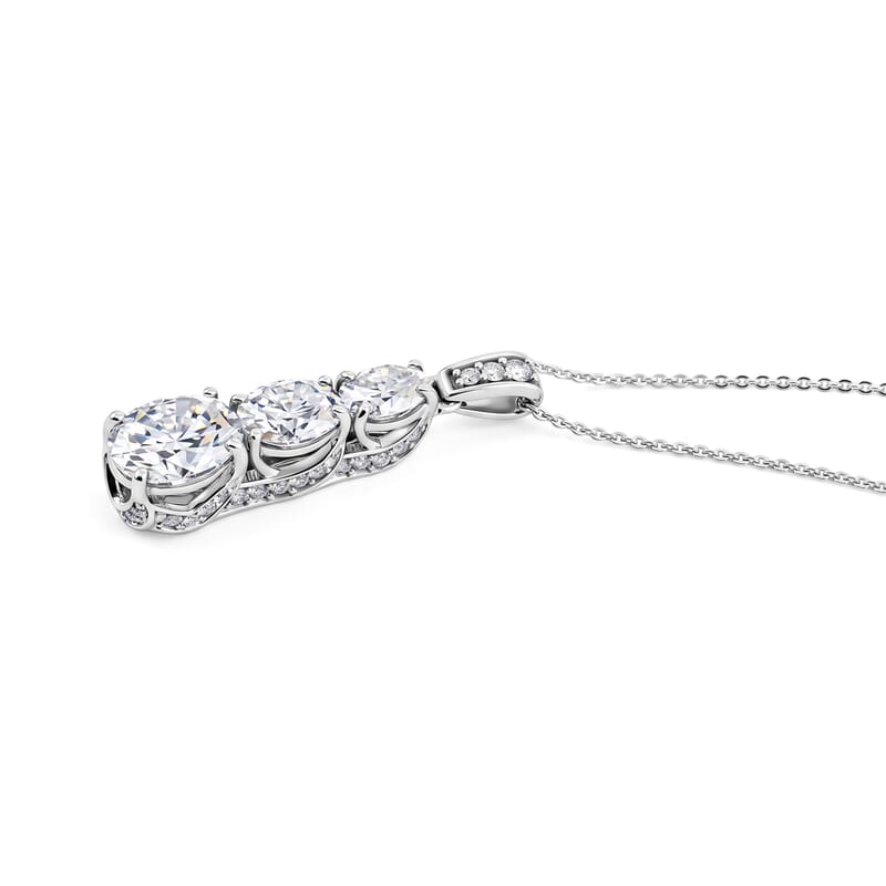 D'Joy Moissanite 7.17 ctw Rhythm of Time Pendant Necklace in Rhodium Over Sterling Silver 18 Inches