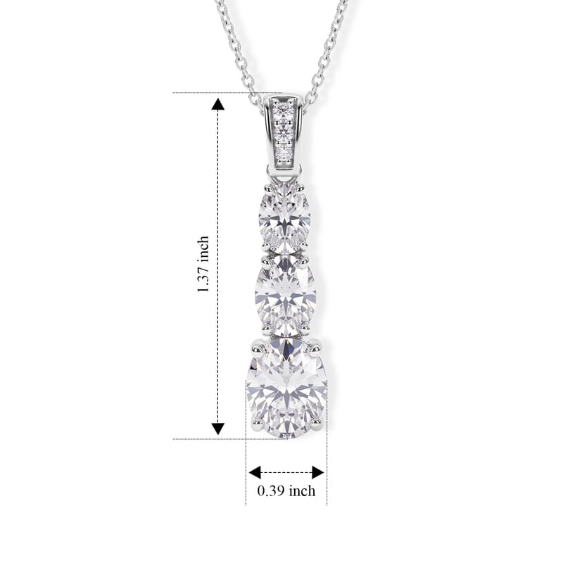 D'Joy Moissanite 7.17 ctw Rhythm of Time Pendant Necklace in Rhodium Over Sterling Silver 18 Inches