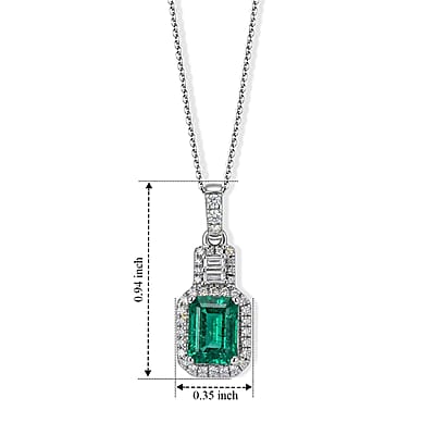D'Joy Premium Kagem Zambian Emerald and Moissanite 1.80 ctw Pendant Necklace in Rhodium Over Sterling Silver (20 Inches)