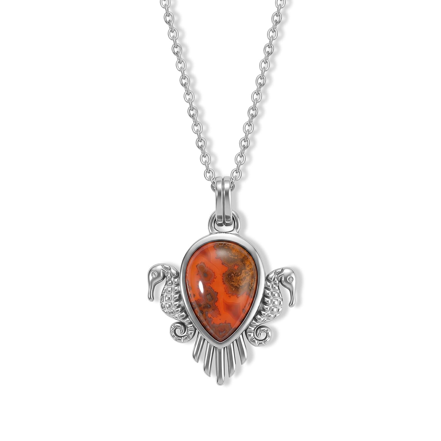 EverTrue Slice Agate 4.50 ctw Pendant Necklace in Stainless Steel 20 Inches