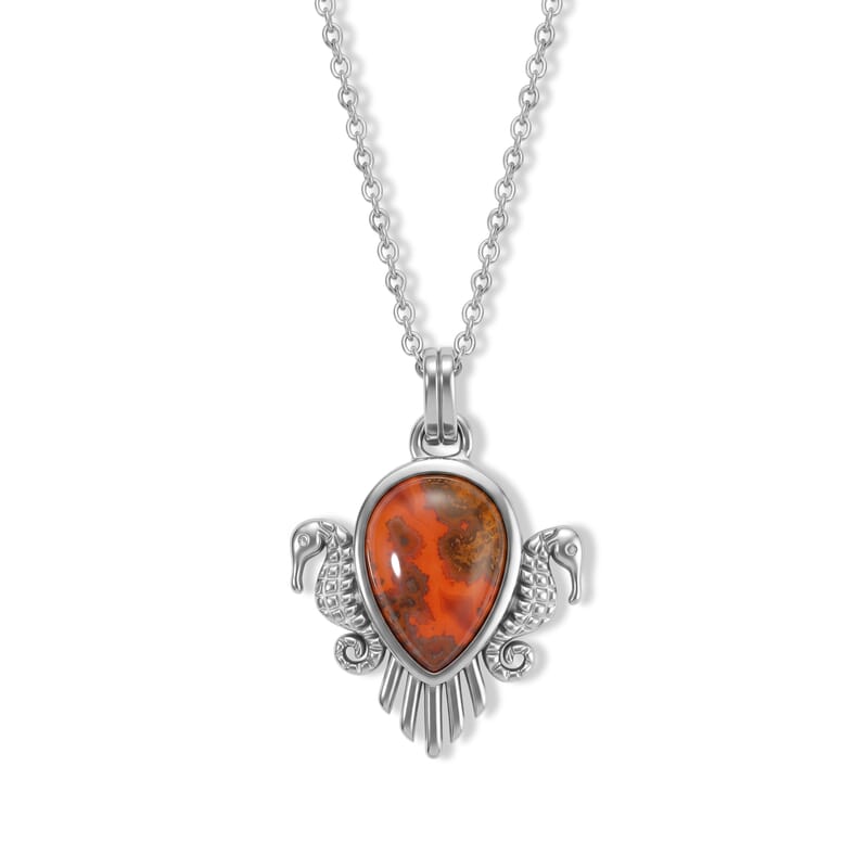 EverTrue Slice Agate 4.50 ctw Pendant Necklace in Stainless Steel 20 Inches