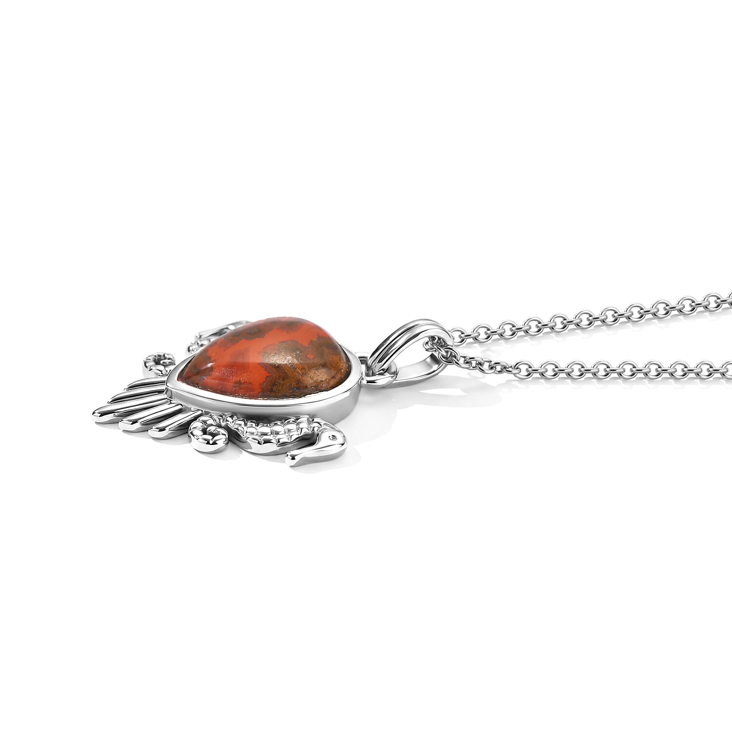 EverTrue Slice Agate 4.50 ctw Pendant Necklace in Stainless Steel 20 Inches
