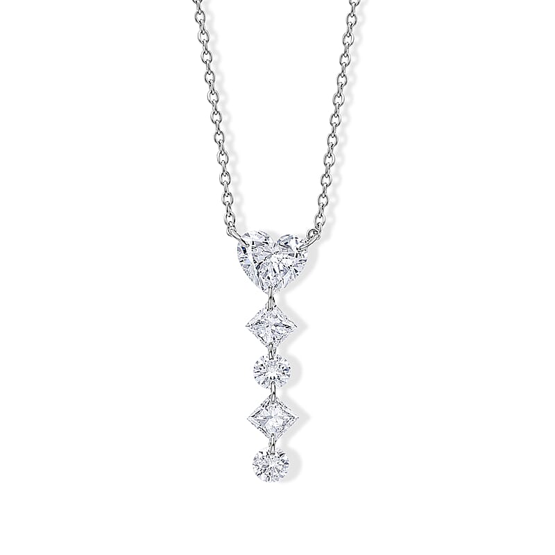 Luxuriant Lab Grown Diamond E-F VS 1.00 ctw Heart Pendant Necklace in Rhodium Over Sterling Silver 20-22 Inches