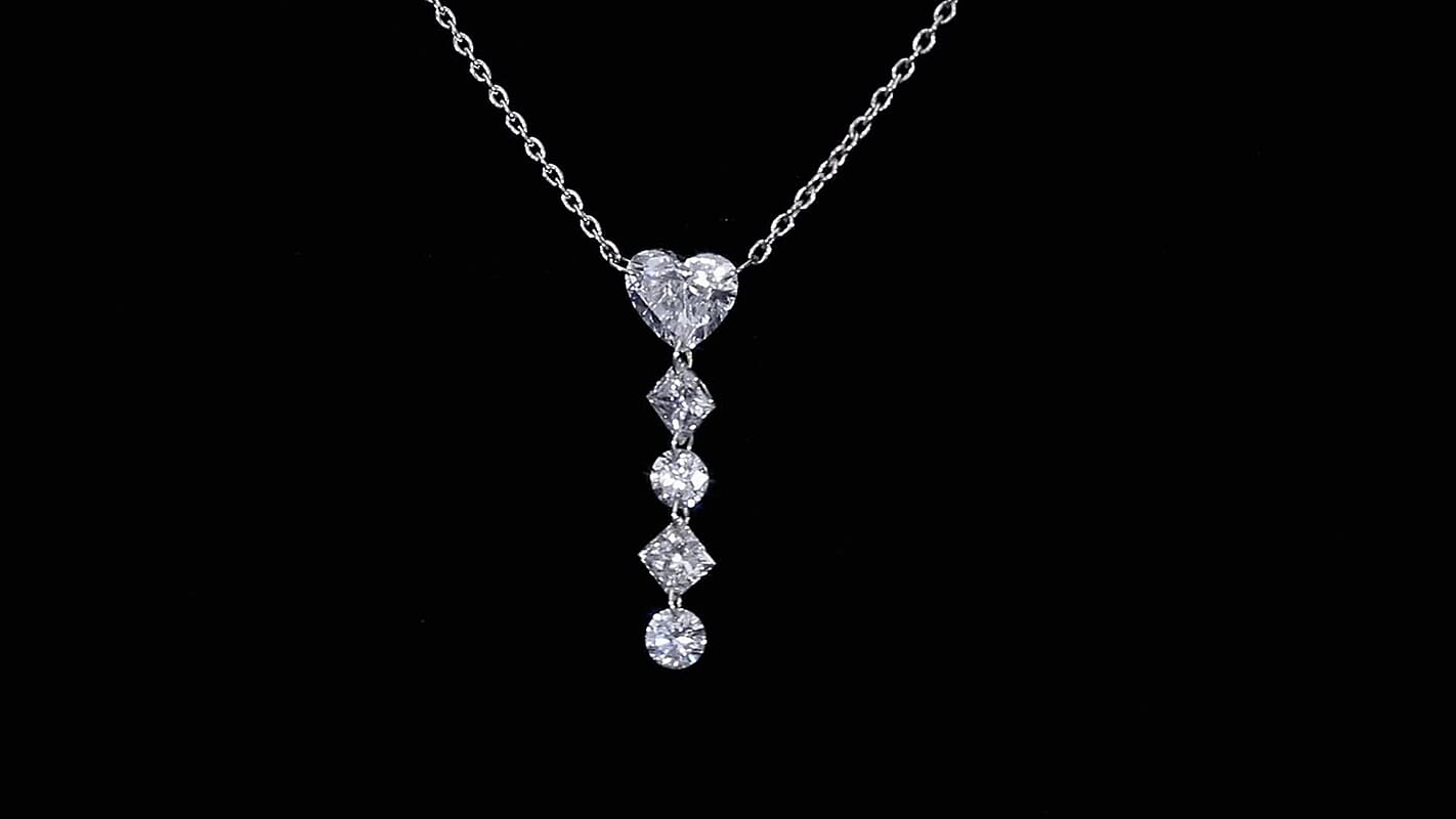 Luxuriant Lab Grown Diamond (E-F, VS) Heart Pendant Necklace (20-22 Inches) in Rhodium Over Sterling Silver 1.00 ctw