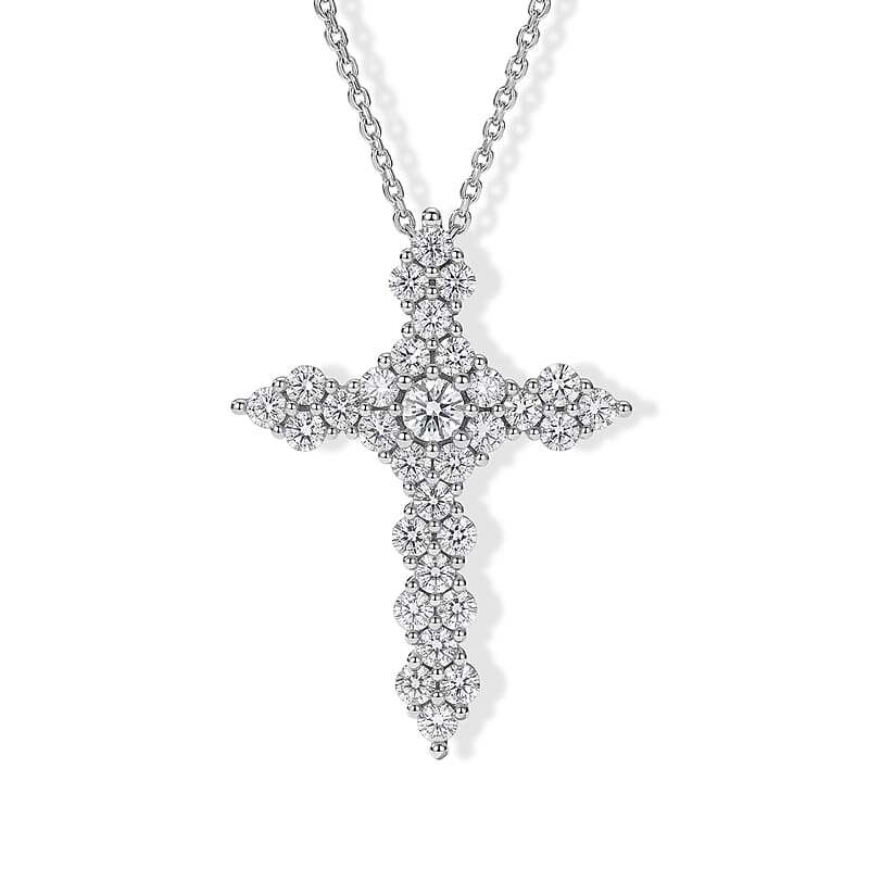 Luxuriant Lab Grown Diamond G-H SI 1.00 ctw Pendant Necklace in Rhodium Over Sterling Silver 20 Inches
