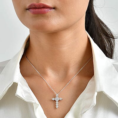 Luxuriant Lab Grown Diamond G-H SI 1.00 ctw Pendant Necklace in Rhodium Over Sterling Silver 20 Inches