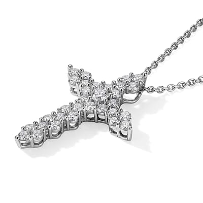 Luxuriant Lab Grown Diamond G-H SI 1.00 ctw Pendant Necklace in Rhodium Over Sterling Silver 20 Inches