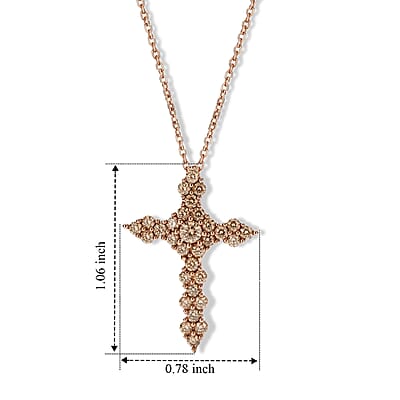 Luxuriant Lab Grown Champagne Diamond (IR) (SI) 1.00 ctw Pendant Necklace (20 Inches) in 18K Vermeil Rose Gold Over Sterling Silver