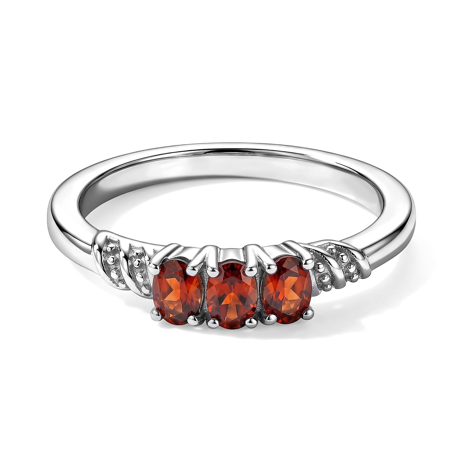 EverTrue Mocha Zircon 1.60 ctw 3 Stone Ring (Size 10) and Pendant Necklace 20 Inches in Stainless Steel