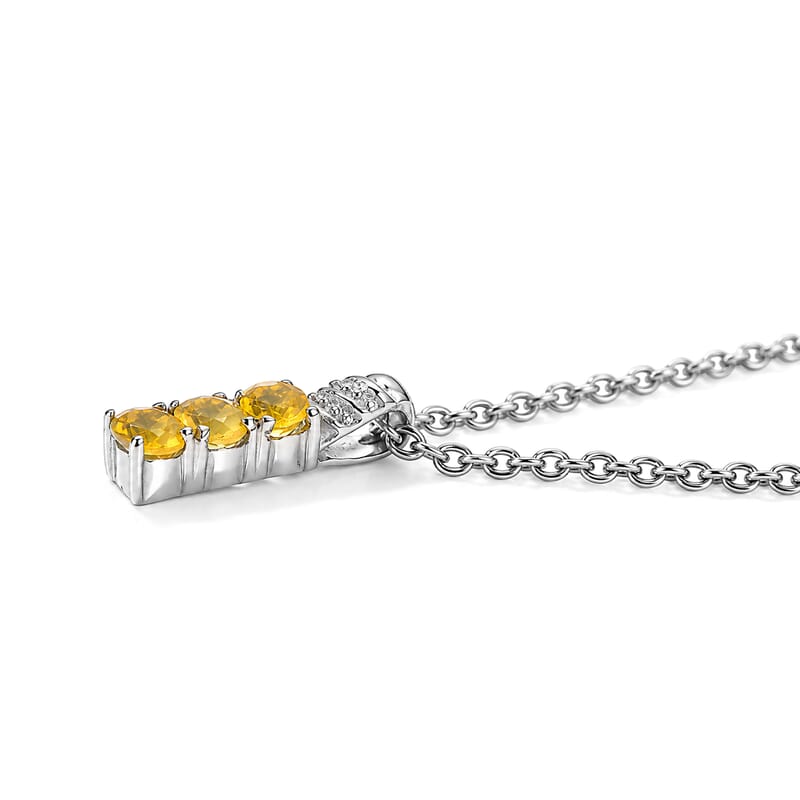 EverTrue Canary Opal 0.75 ctw 3 Stone Ring (Size 6) and Pendant Necklace 20 Inches in Stainless Steel