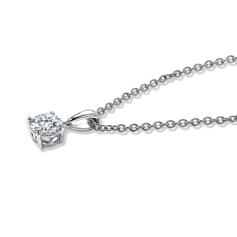 EverTrue Moissanite 0.75 ctw Pendant in platinum Bond with Stainless Steel Necklace 20 Inches
