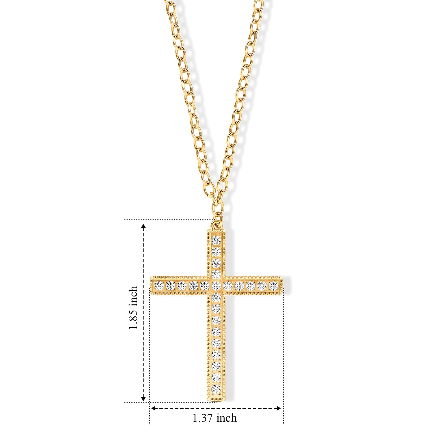 Strada Austrian Crystal Japanese Movement Bible Text Cross Watch with Matching Cross Pendant Necklace (30 Inches) in Goldtone