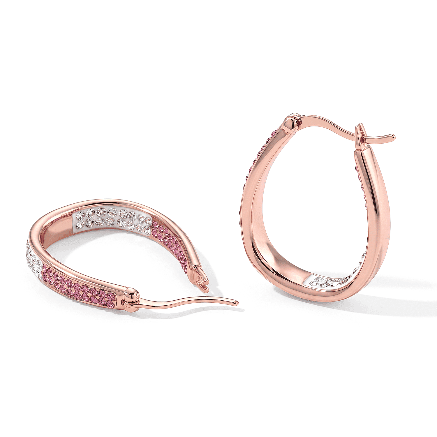 Genoa Austrian Pink and White Crystal Watch PC21S Japan Movement and Earrings in ION Plated RG Stainless Steel