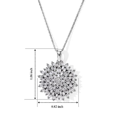 Luxuriant Lab Grown Diamond G-H SI 1.00 ctw Pendant Necklace in Rhodium Over Sterling Silver 20 Inches