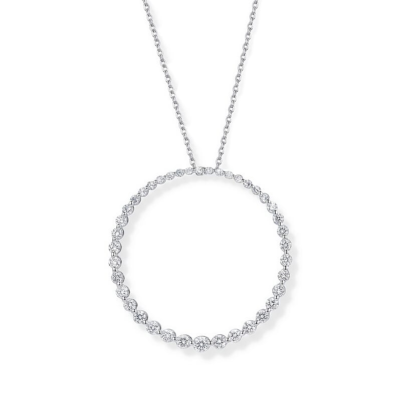 Luxuriant Lab Grown Diamond G-H SI 1.00 ctw Pendant Necklace in Rhodium Over Sterling Silver (18-20 Inches)