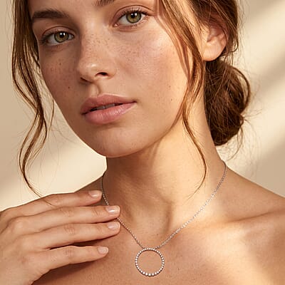 Luxuriant Lab Grown Diamond G-H SI 1.00 ctw Pendant Necklace in Rhodium Over Sterling Silver (18-20 Inches)