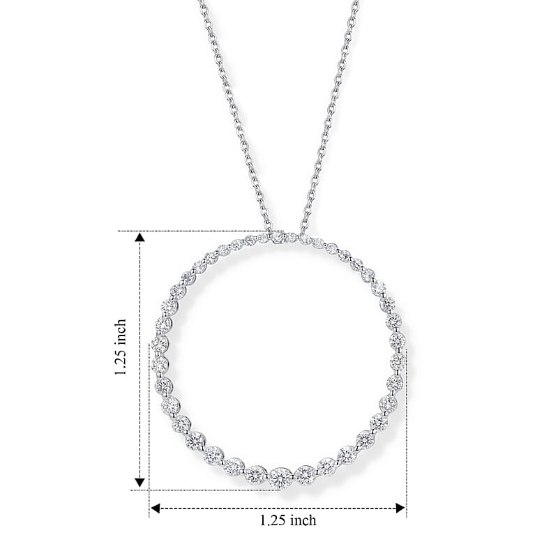 Luxuriant Lab Grown Diamond G-H SI 1.00 ctw Pendant Necklace in Rhodium Over Sterling Silver (18-20 Inches)