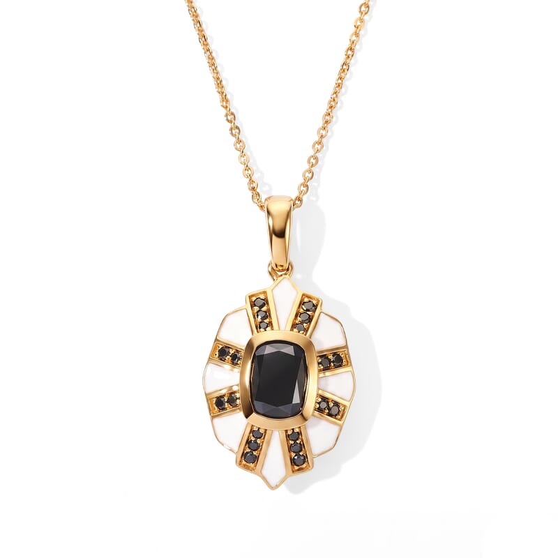D'Joy Black Moissanite 1.60 ctw Pendant Necklace in 18K Vermeil Yellow Gold Over Sterling Silver 20 Inches