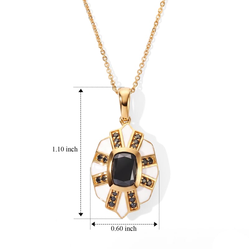 D'Joy Black Moissanite 1.60 ctw Pendant Necklace in 18K Vermeil Yellow Gold Over Sterling Silver 20 Inches